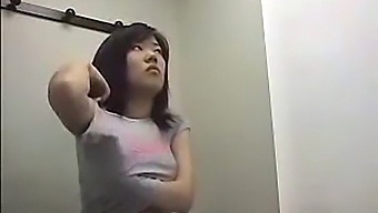 Underwear And Gym Shorts On Japanese Girl In Dressing Room