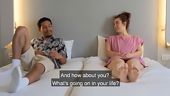 Amateur Couple Engages In Playful Sex In A Hotel Room With Pillows